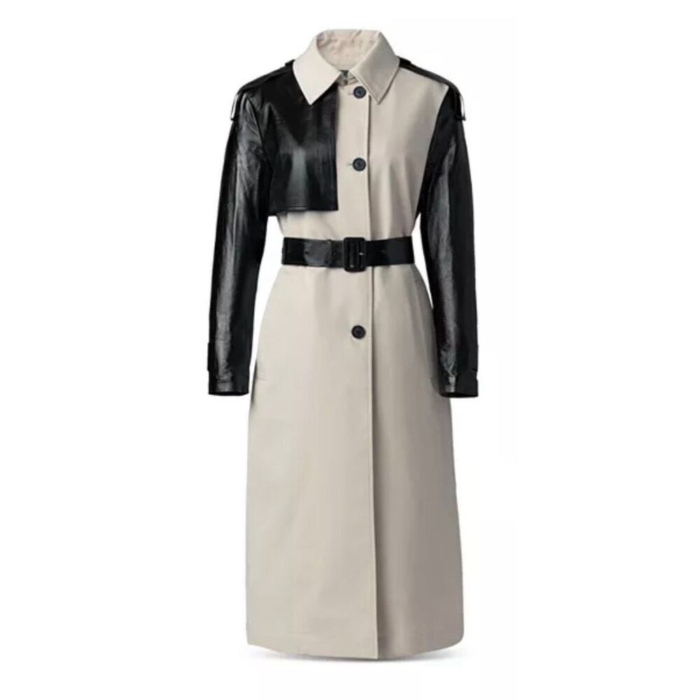 NEW NWT Mackage Leiko Mixed Media Trench Coat Jacket sz US M $1690